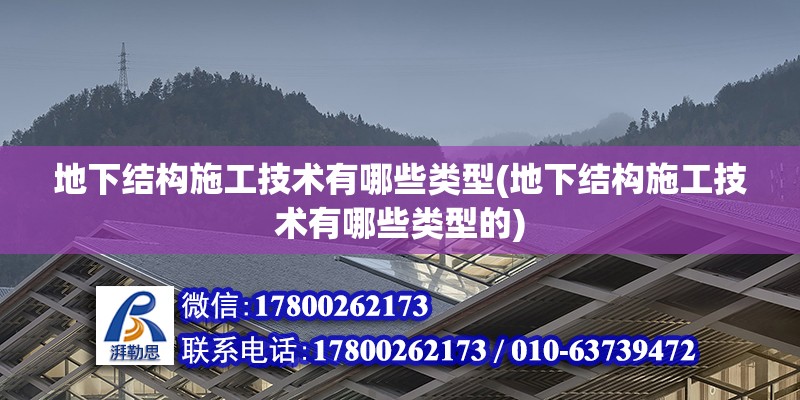 地下结构施工技术有哪些类型(地下结构施工技术有哪些类型的)