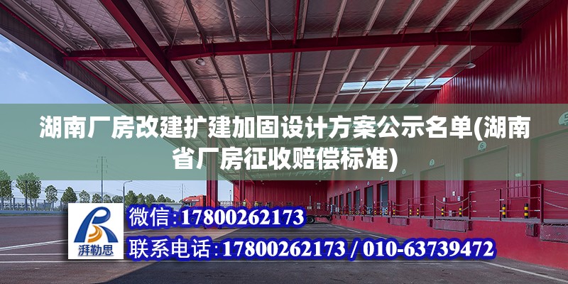 湖南厂房改建扩建加固设计方案公示名单(湖南省厂房征收赔偿标准)