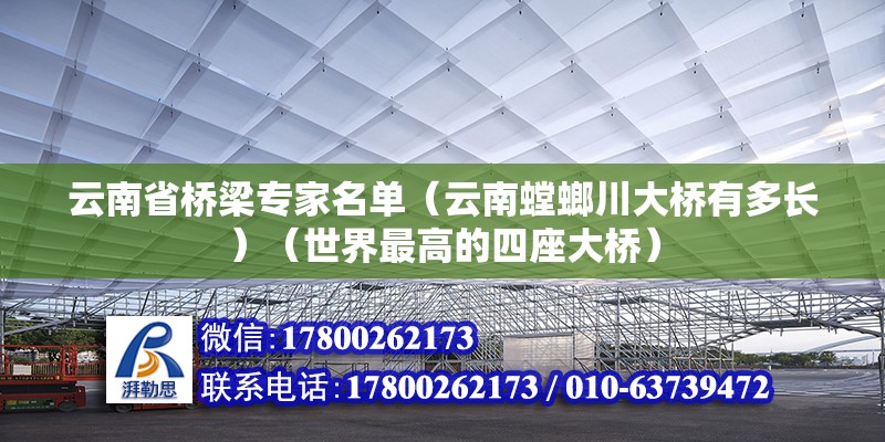 云南省桥梁专家名单（云南螳螂川大桥有多长）（世界最高的四座大桥） 结构机械钢结构施工