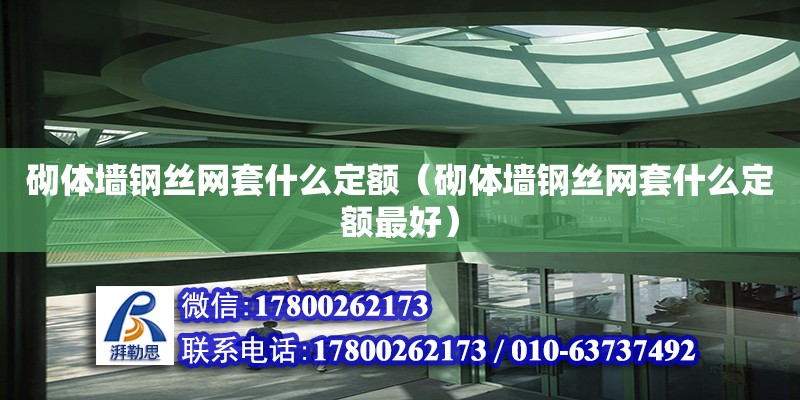 砌体墙钢丝网套什么定额（砌体墙钢丝网套什么定额最好） 钢结构网架设计