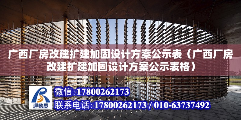 广西厂房改建扩建加固设计方案公示表（广西厂房改建扩建加固设计方案公示表格）