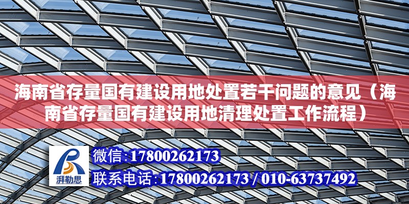 海南省存量国有建设用地处置若干问题的意见（海南省存量国有建设用地清理处置工作流程）