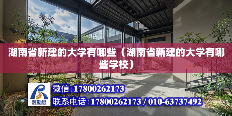 湖南省新建的大学有哪些（湖南省新建的大学有哪些学校）