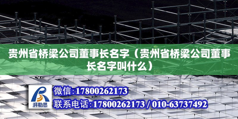 贵州省桥梁公司董事长名字（贵州省桥梁公司董事长名字叫什么）