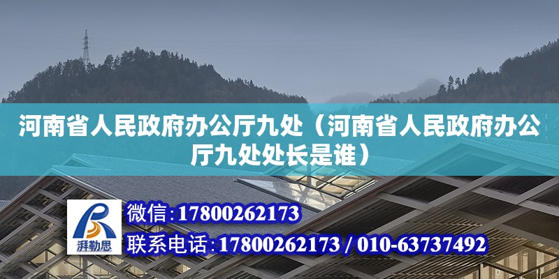 河南省人民政府办公厅九处（河南省人民政府办公厅九处处长是谁）