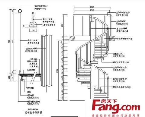 螺旋楼梯设计图纸大全 建筑消防施工 第2张