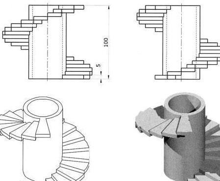 螺旋楼梯剖面图（cad绘图教程螺旋楼梯剖面图参数详解螺旋楼梯剖面图）