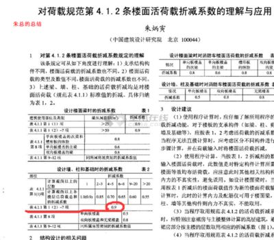 屋面活荷载折减系数