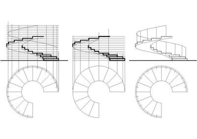 螺旋楼梯画法图片（cad楼梯手绘方法介绍螺旋楼梯手绘方法介绍） 北京网架设计 第3张