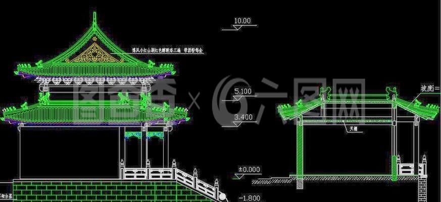 景观廊架剖面图怎么画的