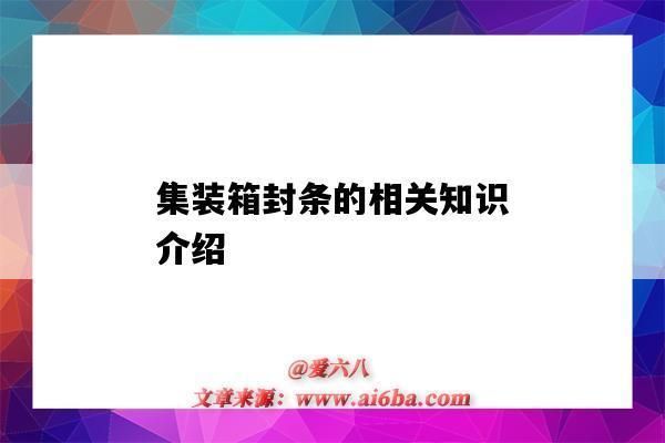 集装箱封条百科（集装箱封条是一种安全密闭的装置，可视为集装箱上的一种特殊锁具） 结构工业装备设计 第5张